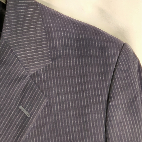 Azetti Made in Italy 100% Wool Navy Pinstripe Suit Jacket Size 54R - Picture 3 of 11